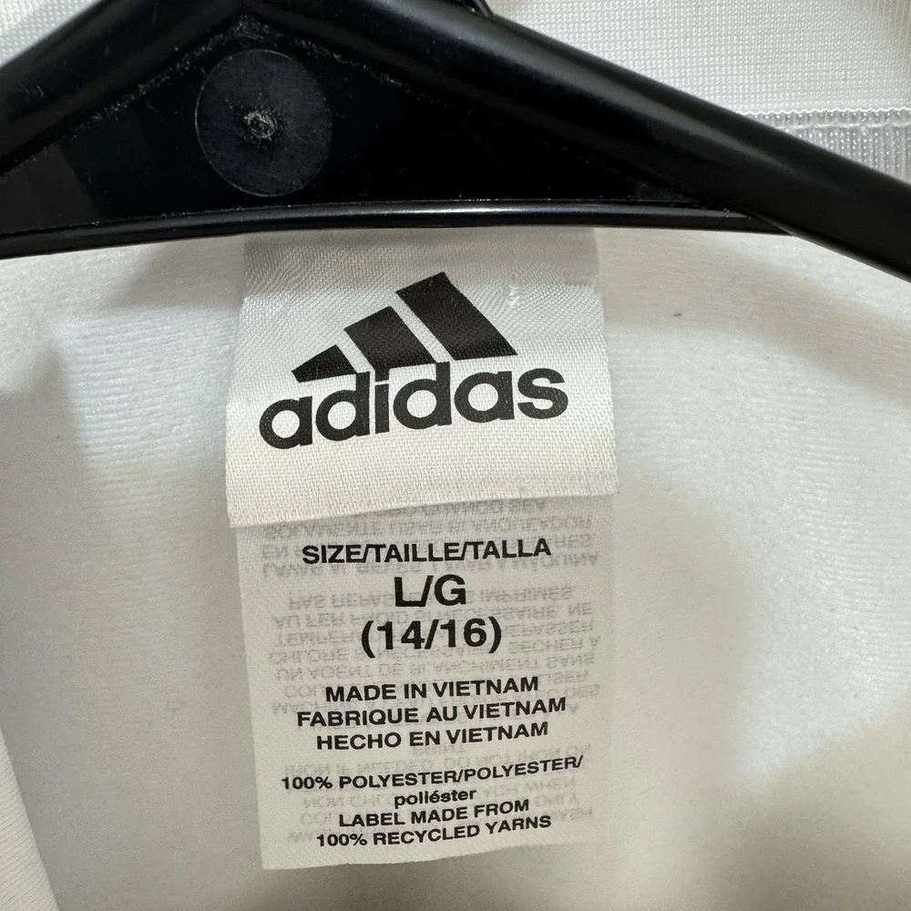 Adidas Tricot Track Jacket Boys Size L 14/16 Large Black White
